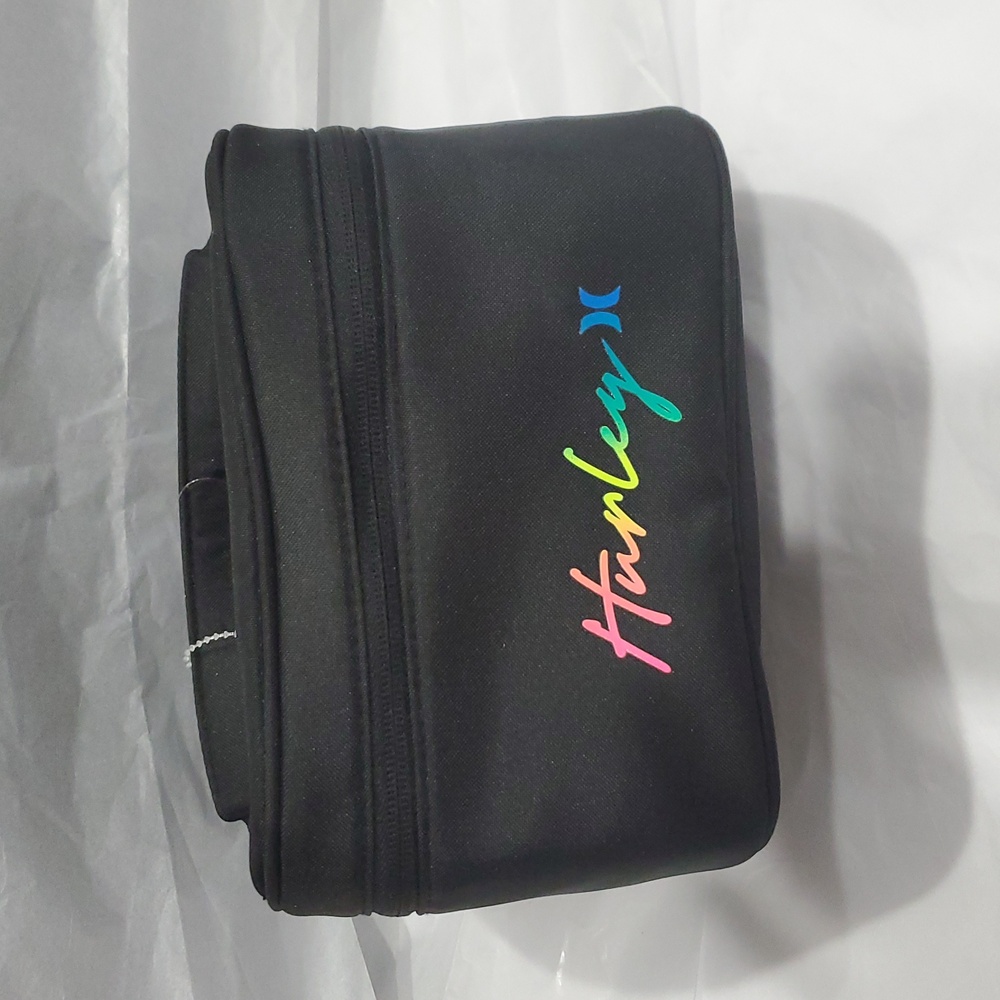 Hurley black zip around makeup cosmetics beauty case new